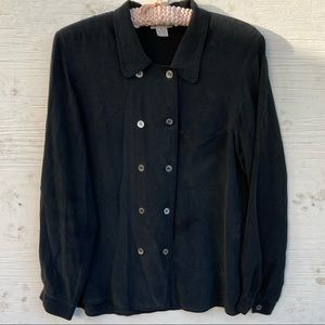 Vintage Dior Black Silk Blouse